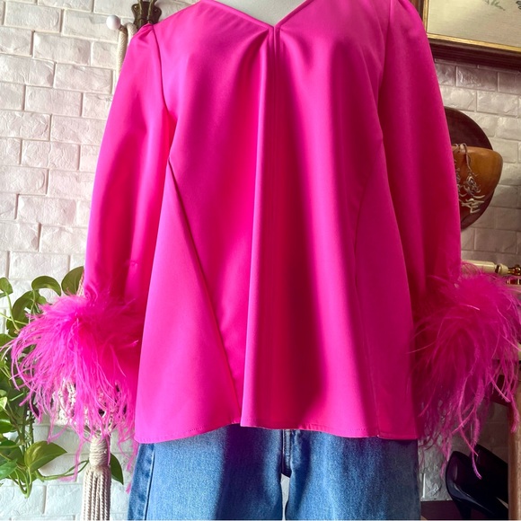 Tuckernuck Hot Pink Feather Easton Blouse NWT - Picture 6 of 16